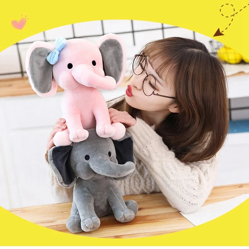 Elefante de peluche gris para bebé – Muñeco decorativo - imagen 3