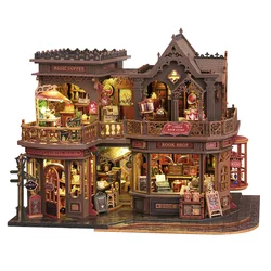 Casa de muñecas DIY en madera con luces LED y mobiliario miniatura
