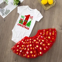 Pelele rojo para bebé niña – Primera Navidad