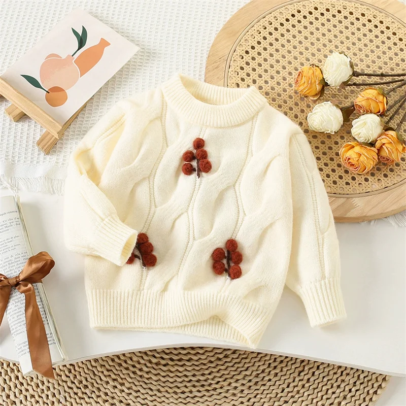 Jersey de invierno acolchado para niñas, punto cálido - imagen 2