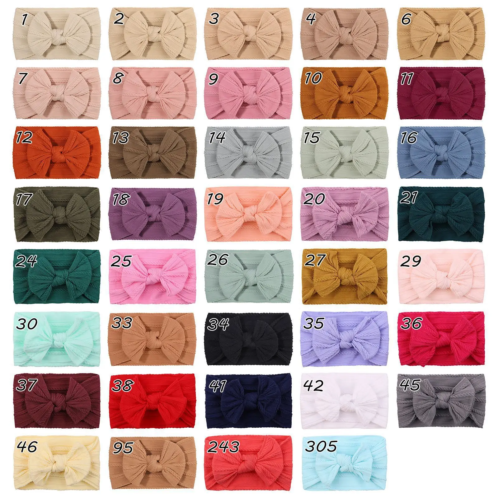 Diadema de color sólido con lazos para bebés