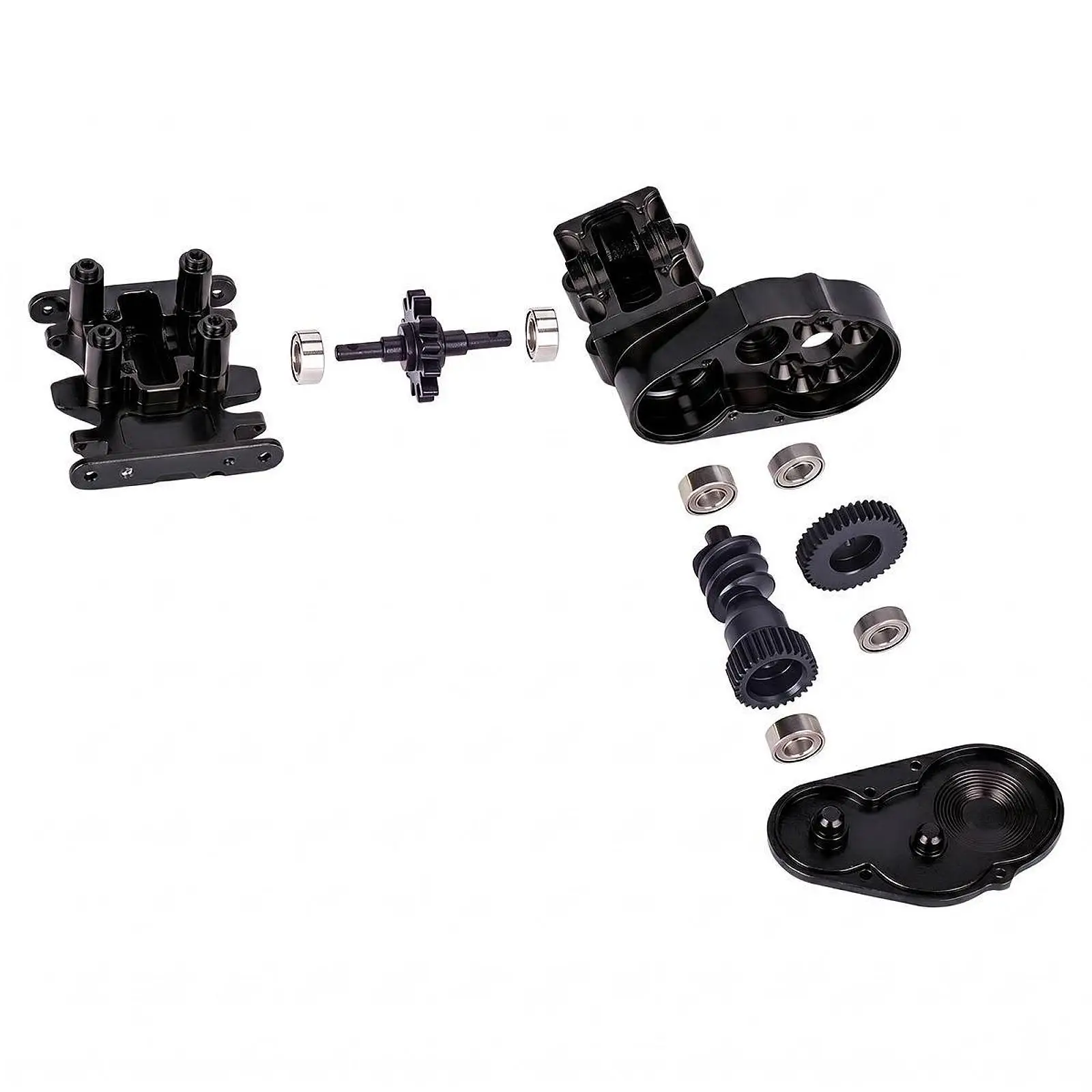 Caja de cambios RC de aluminio completa con soporte metálico - imagen 3