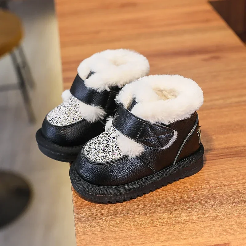 Botas invernales de cuero auténtico con forro felpado para niños - imagen 2