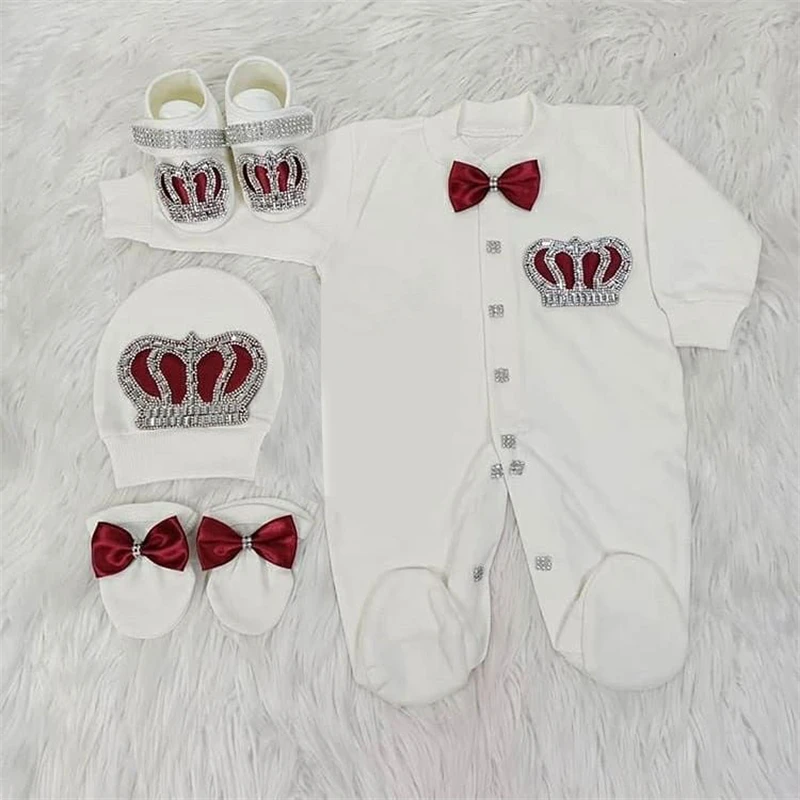 Conjunto recién nacido algodón suave con traje de cuerpo y gorro - imagen 4