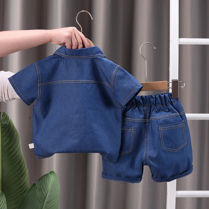 Conjunto niño verano: camisa y pantalón corto de algodón casual - imagen 2