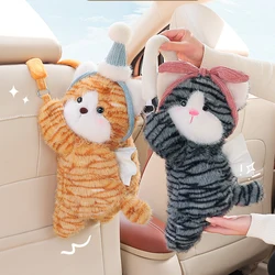 Caja de pañuelos para coche Universal felpa colgante con forma gato
