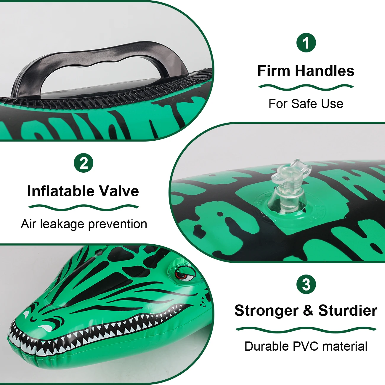 Flotador inflable cocodrilo con asas para piscina de verano niños - imagen 3