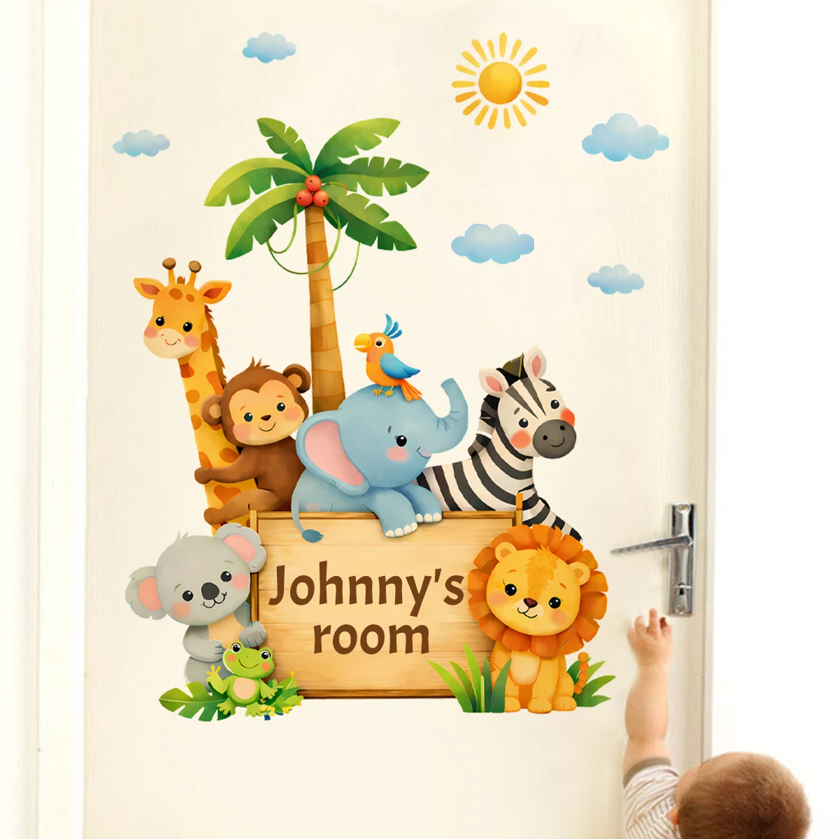 Pegatinas de pared animales selva desmontables con nombre para bebé - imagen 2