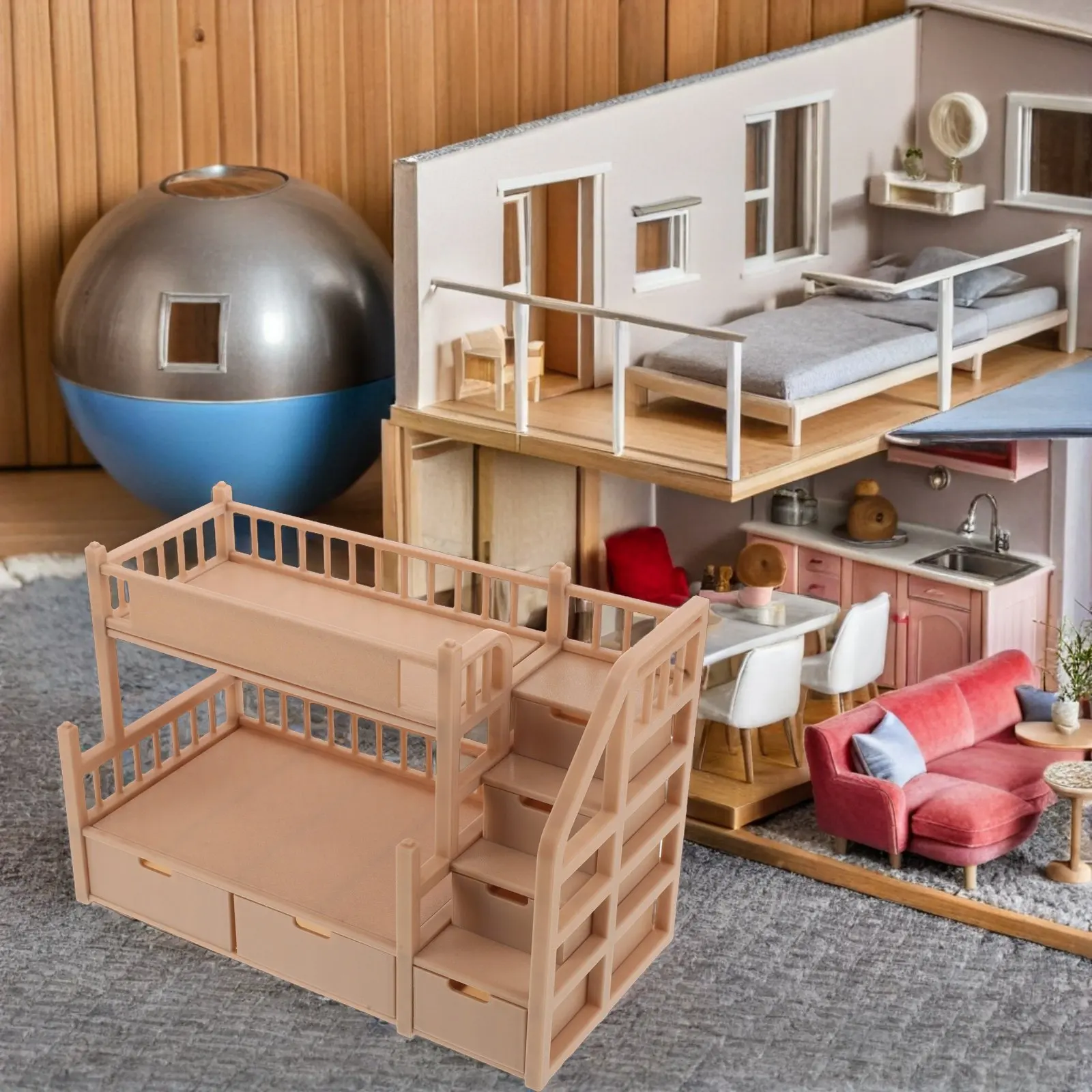 Cama litera para muñecas de madera con cajón amplio - imagen 5