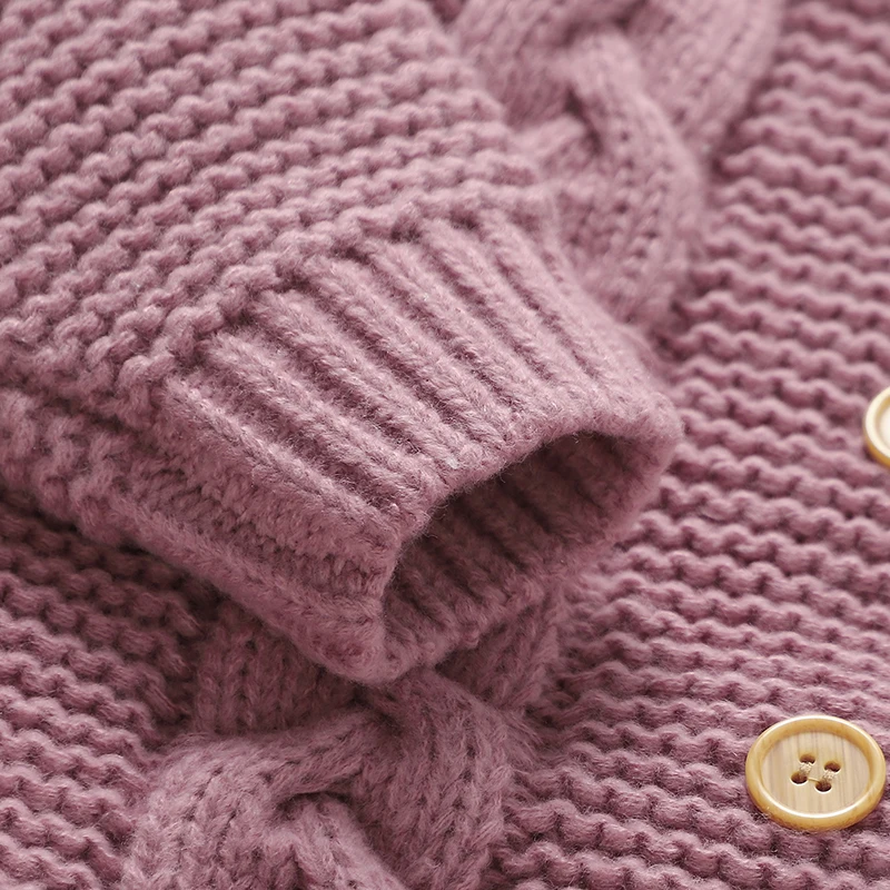 Mono de invierno de punto suave para bebé niña – manga larga rosa - imagen 5