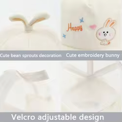 Gorra solar transpirable para bebés con orejitas de conejito bordadas