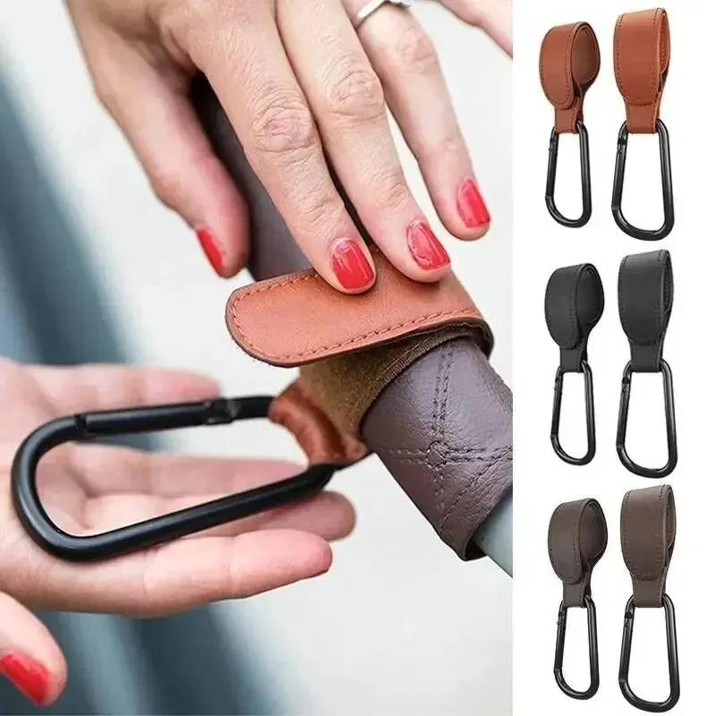 Gancho para cochecito de cuero PU – Organizador ajustable - imagen 3