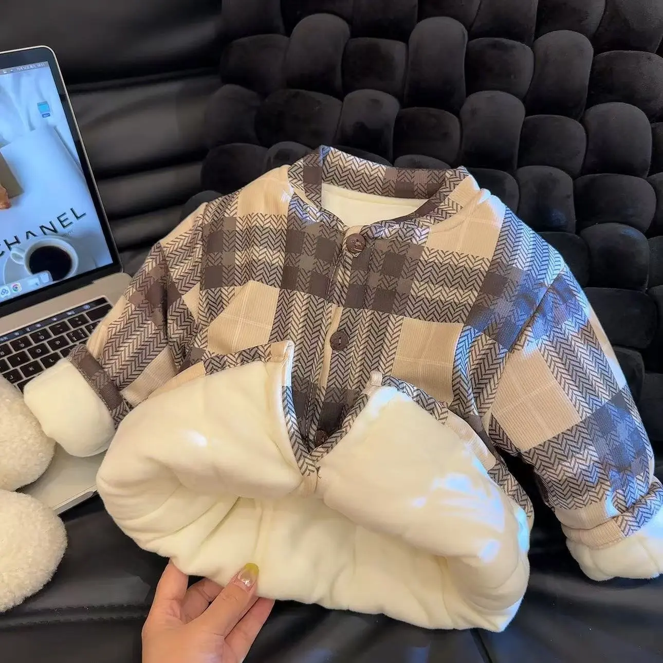 Abrigo acolchado de invierno para niñas, chaqueta cálida cuello redondo - imagen 2