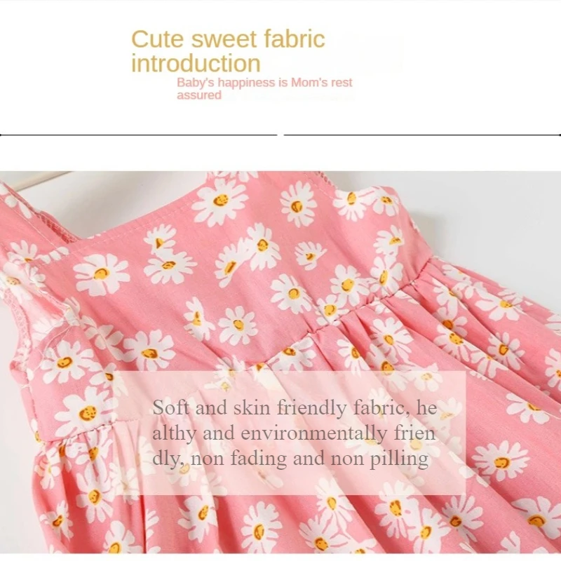 Vestido de verano sin mangas con estampado de margaritas para niñas - imagen 4