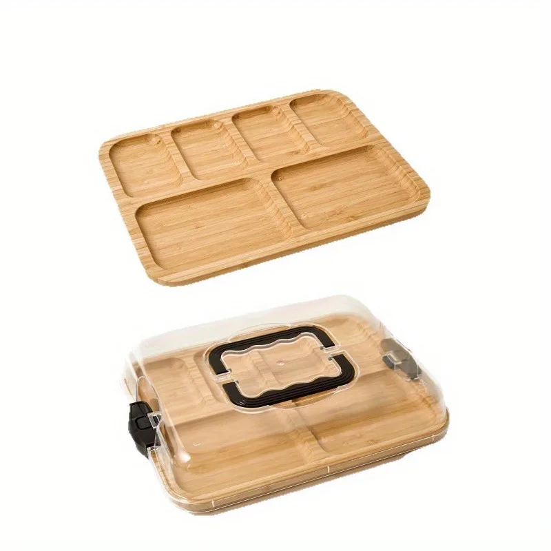 Plato infantil de bambú con tapa para comida - imagen 5