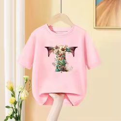 Camiseta con nombre para niña – Algodón rosa manga corta