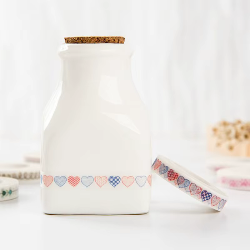 Cinta washi adhesiva decorativa con corazones para manualidades - imagen 4