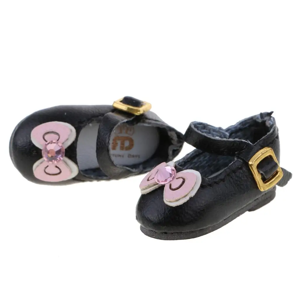 Zapatos negros con correa y lazo para muñecas Blythe articuladas - imagen 5