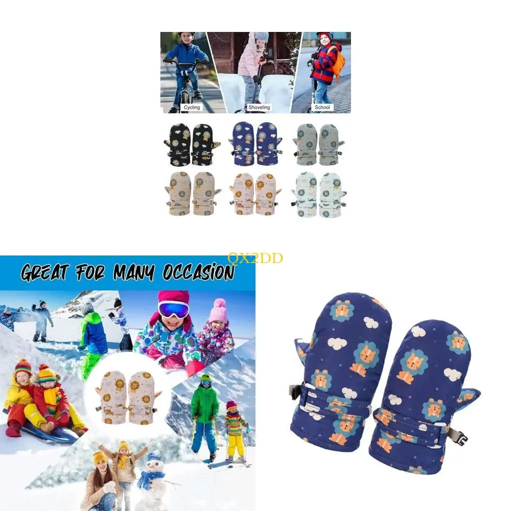 QX2D Guantes de invierno impermeables con forro térmico para niños - imagen 4