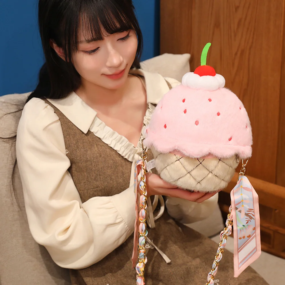 Bolso infantil felpa compacto con forma helado fresa - imagen 4