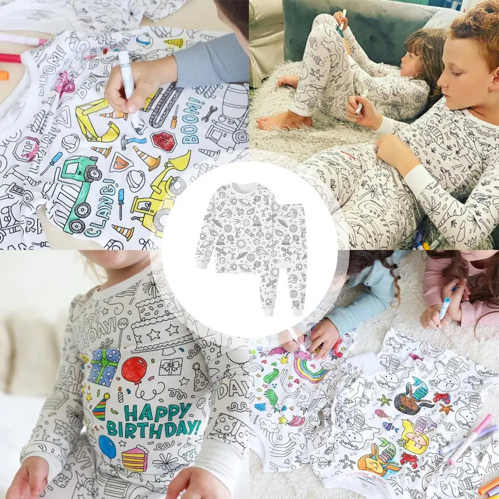 Pijama infantil con diseño de personajes animados para colorear