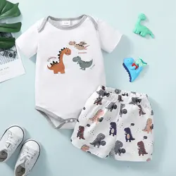 Conjunto bebé manga corta dinosaurio para recién nacido 0-24 meses summer