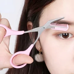 Tijeras para cejas de acero inoxidable con peine de precisión
