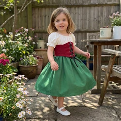Traje Oktoberfest infantil para niñas pequeñas con chaleco corsé