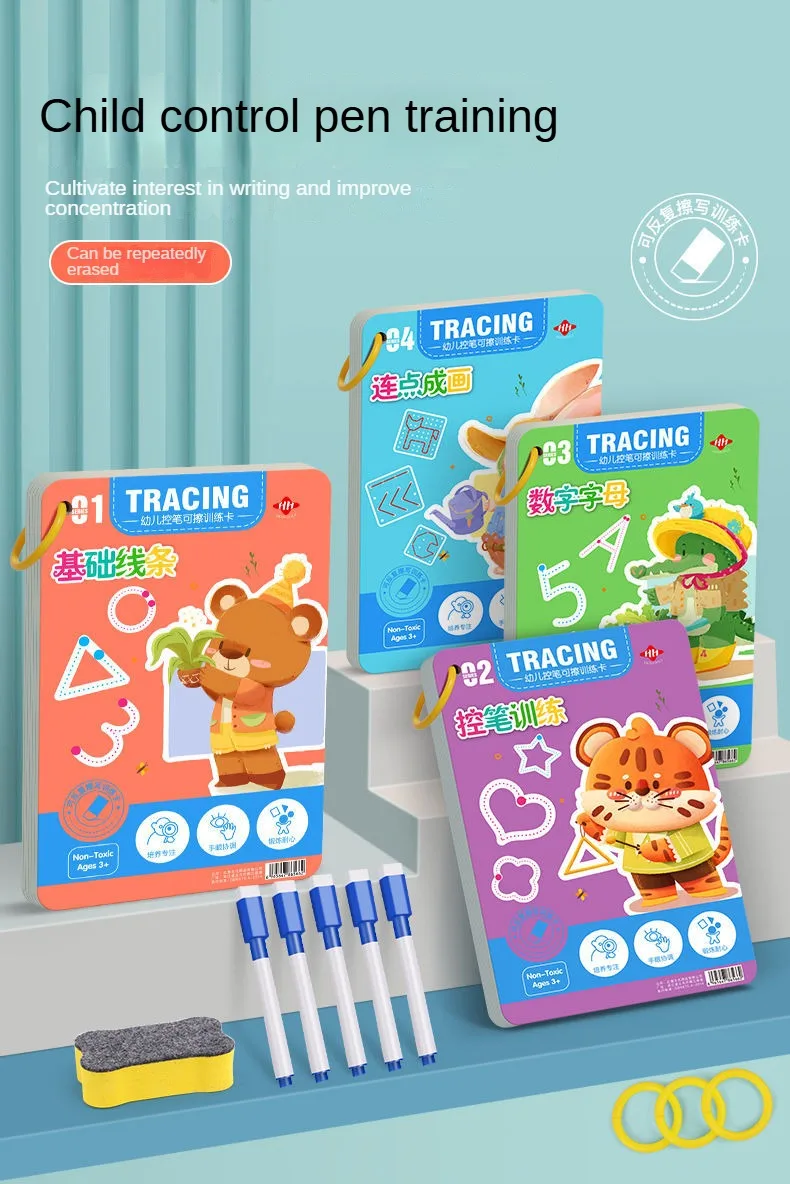 Cuaderno de práctica de rastreo con líneas guía