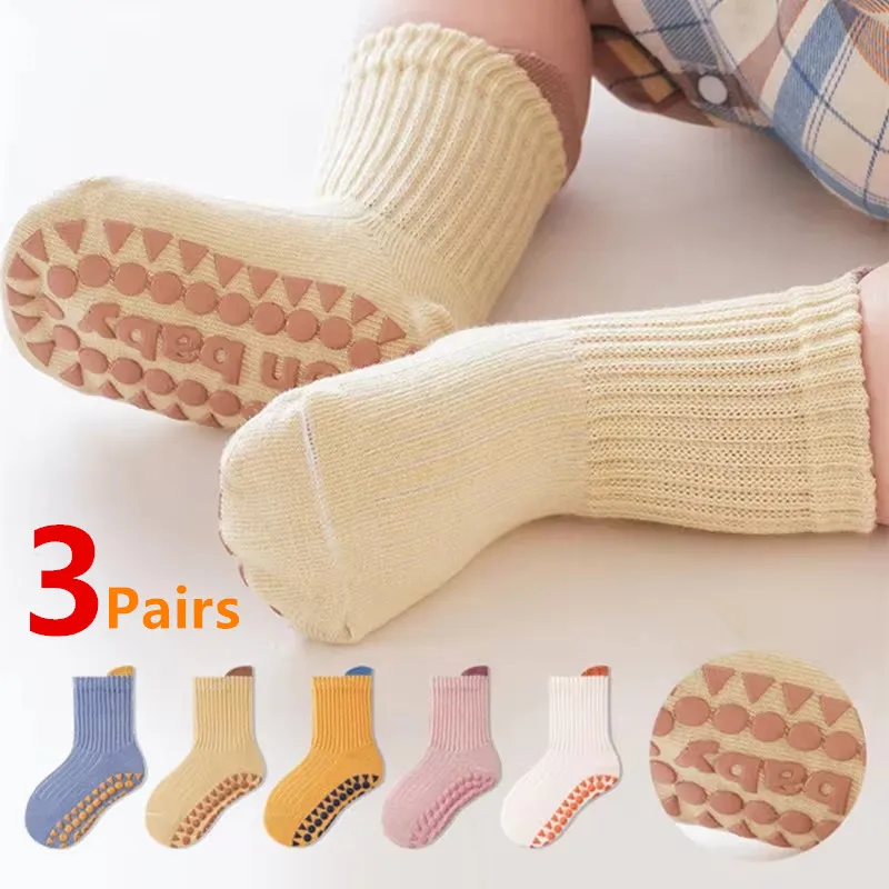 Calcetines antideslizantes de algodón suave para bebé niño