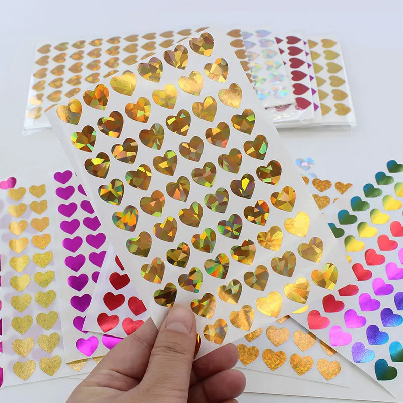 Pegatinas adhesivas de corazones con purpurina para niños - imagen 2