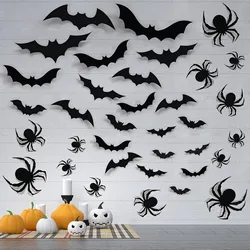 Pegatinas 3D de murciélagos negros para pared y ventana Halloween