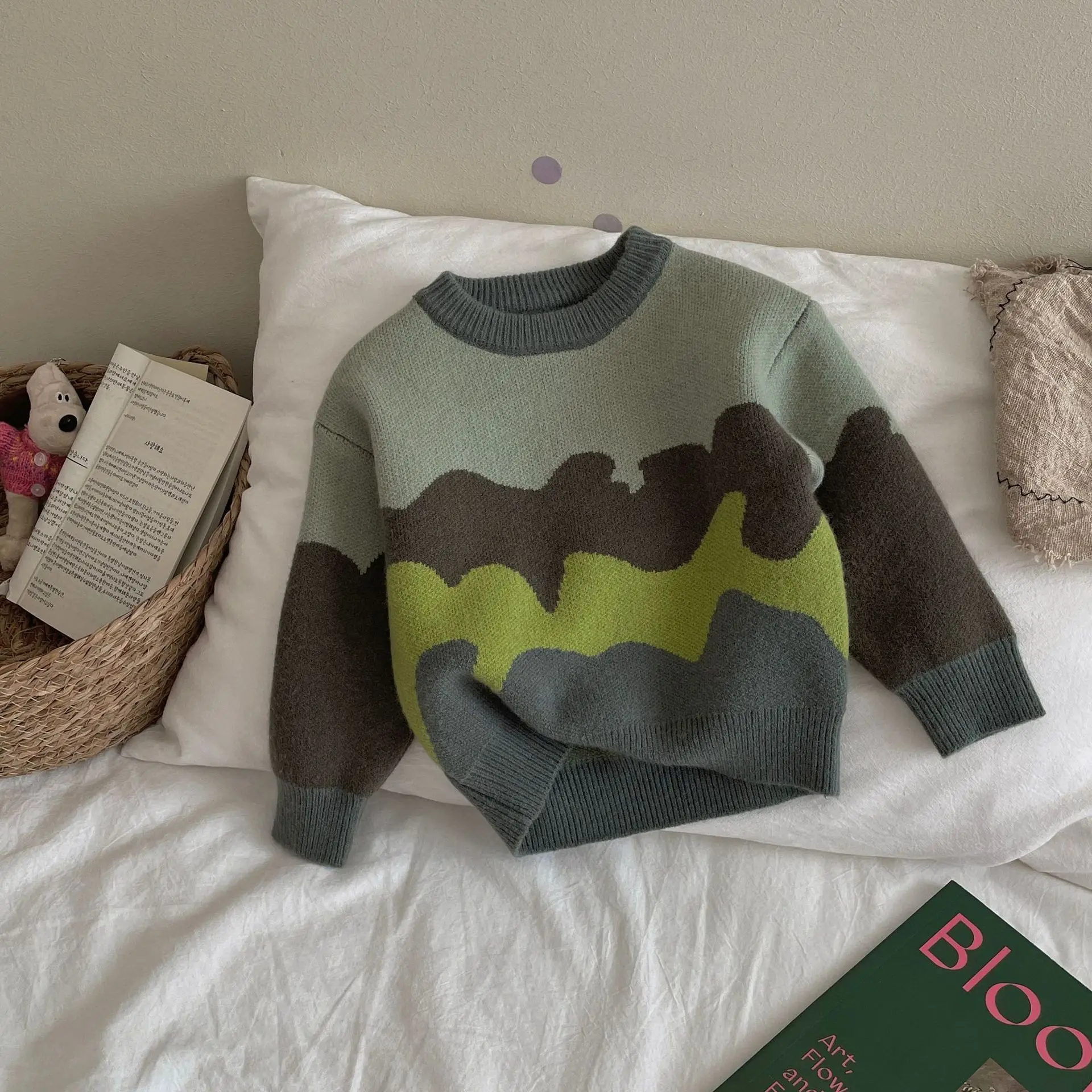 Jersey de invierno para niños en algodón a rayas con contraste - imagen 2