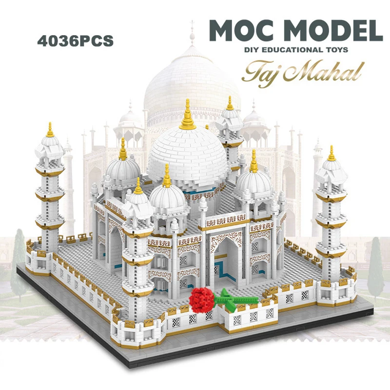 Vista frontal del modelo del Taj Mahal assemblado
