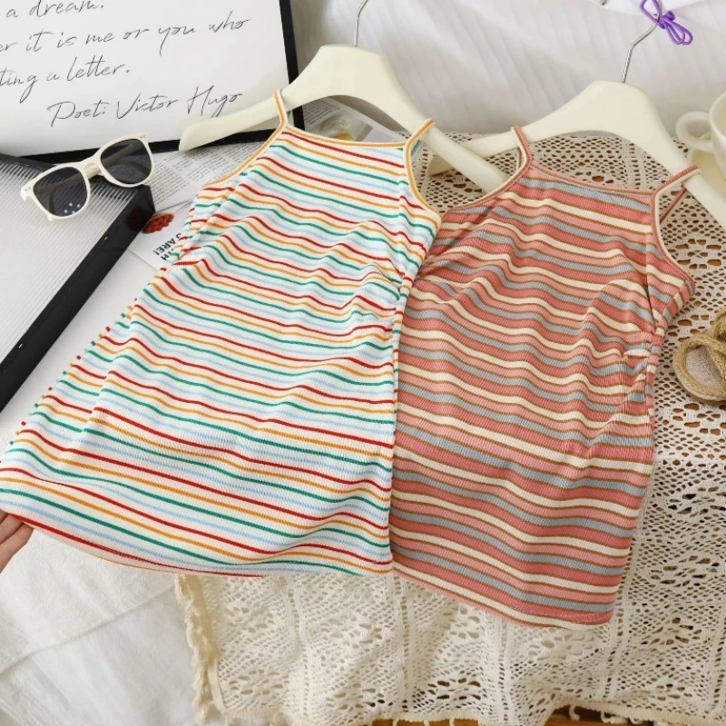 Vestido de niña con rayas y falda larga para verano - imagen 4