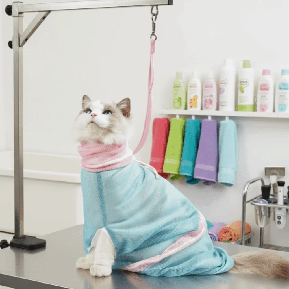 Bolsa de baño para gatos antiarañazos transpirable con correas - imagen 2