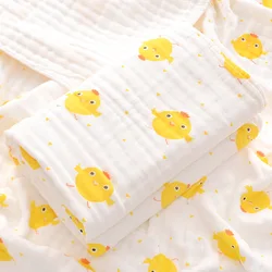 Manta de gasa para bebé recién nacido con dibujos, suave y absorbente