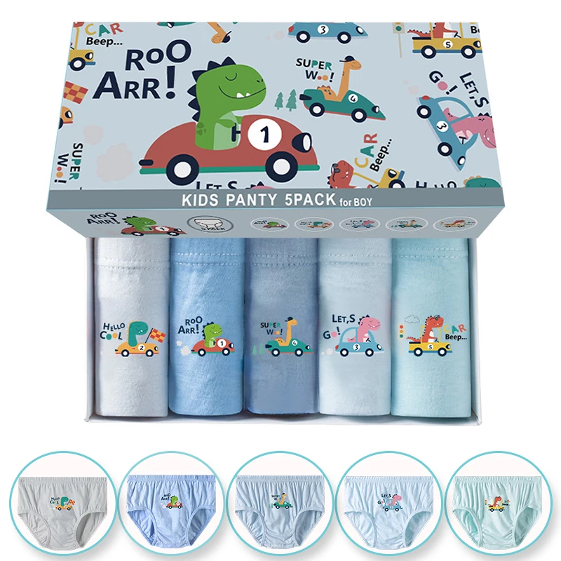 Calzoncillos infantiles de algodón suave con coches y dinosaurios - imagen 5