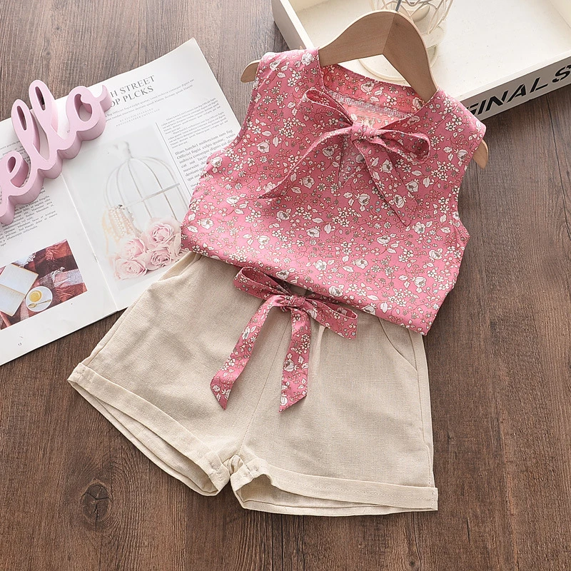 Conjunto verano niñas chaleco sin mangas y pantalones cortos - imagen 4
