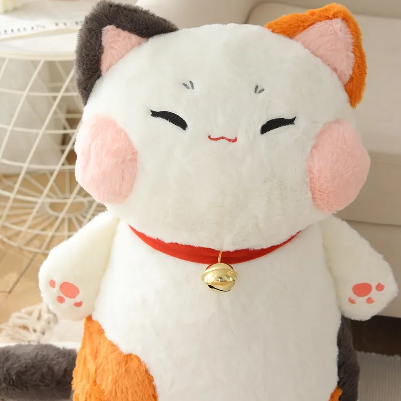 Peluche de gato con flor naranja y campanilla para decorar - imagen 4