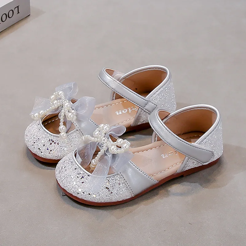 Sandalias antideslizantes de piel con lentejuelas para niña - imagen 5