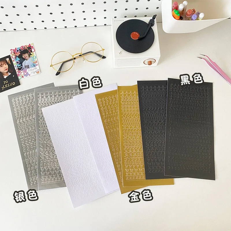 Pegatinas doradas con letras inglesas para álbum y diario artesanal - imagen 5