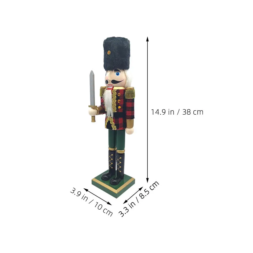 Figura cascanueces militar de madera a cuadros estilo real navidad - imagen 2