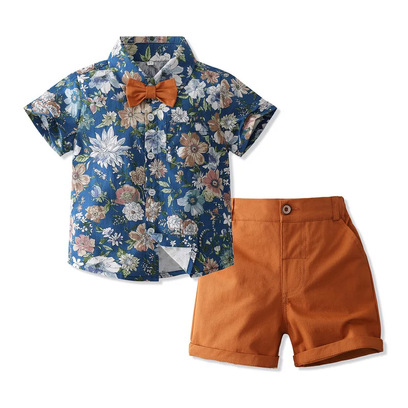 Conjunto playa floral - camiseta manga corta y shorts estilo coreano