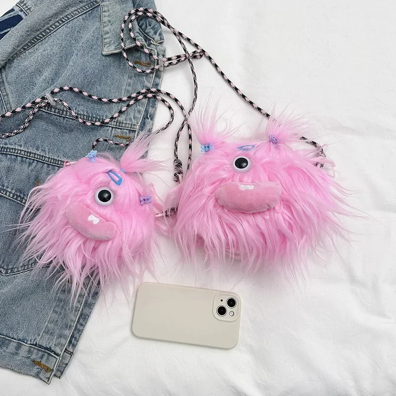 Bolso de peluche cruzado muñeca monstruo para niñas - imagen 5