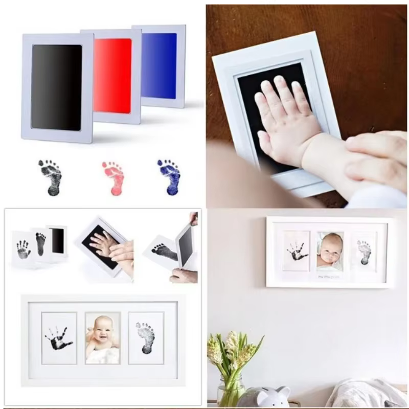 Almohadilla de tinta sin tinta y tarjetas blancas para impresiones de bebé