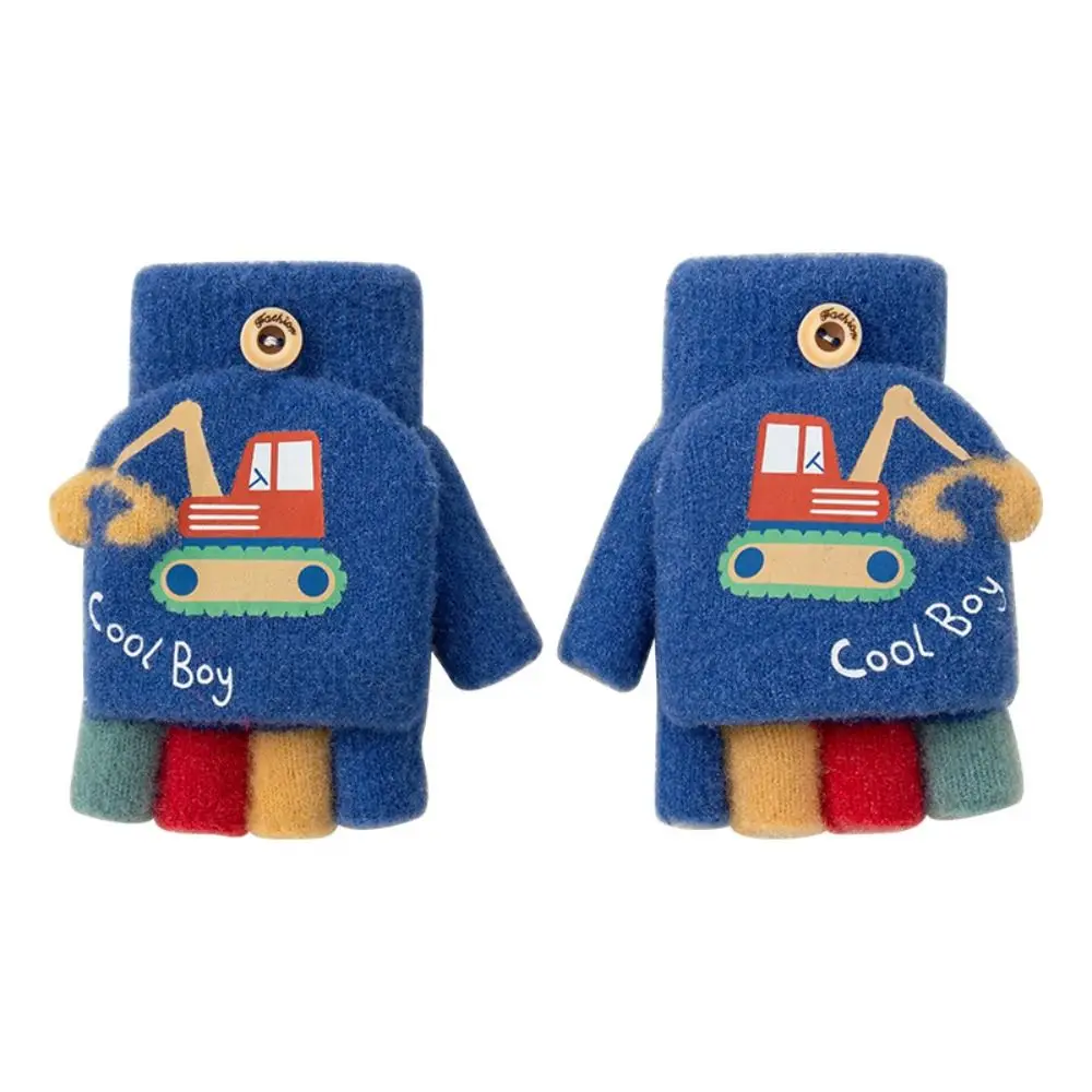 Guantes tejidos con dibujos animados y dedos expuestos para niños - imagen 2