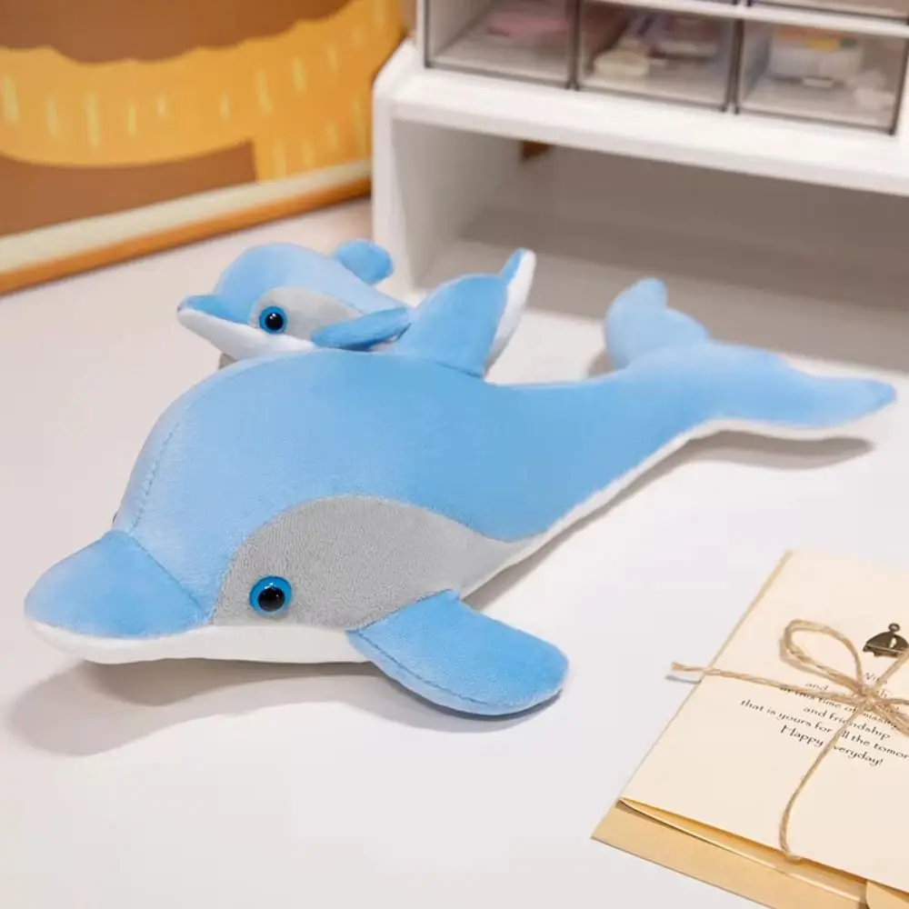 Peluche delfín azul tierno suave de vida marina para sofá infantil - imagen 2