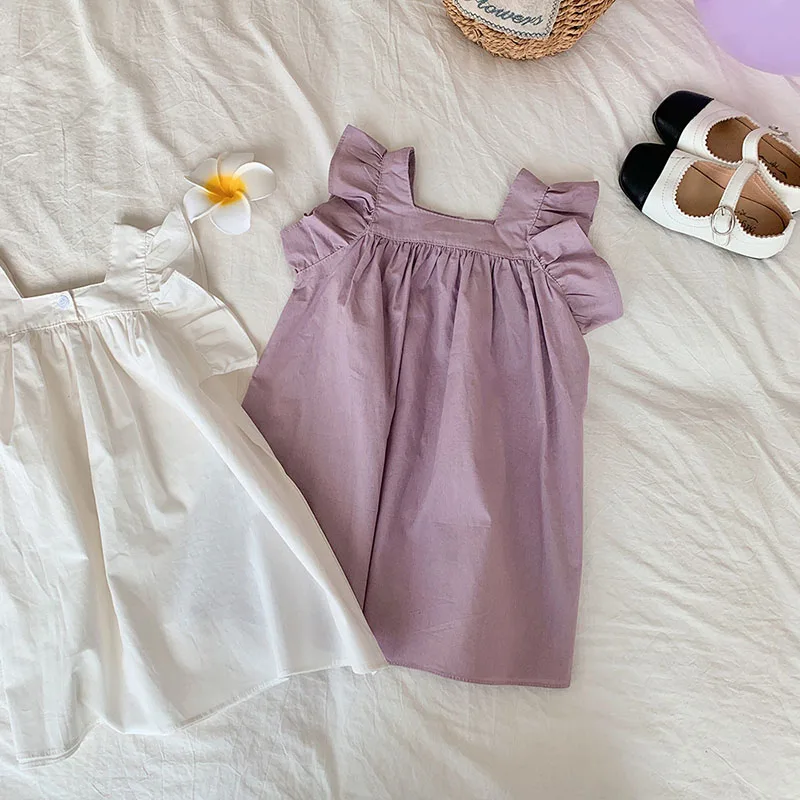 Vestidos verano niña – Manga acampanada y cuello cuadrado - imagen 4