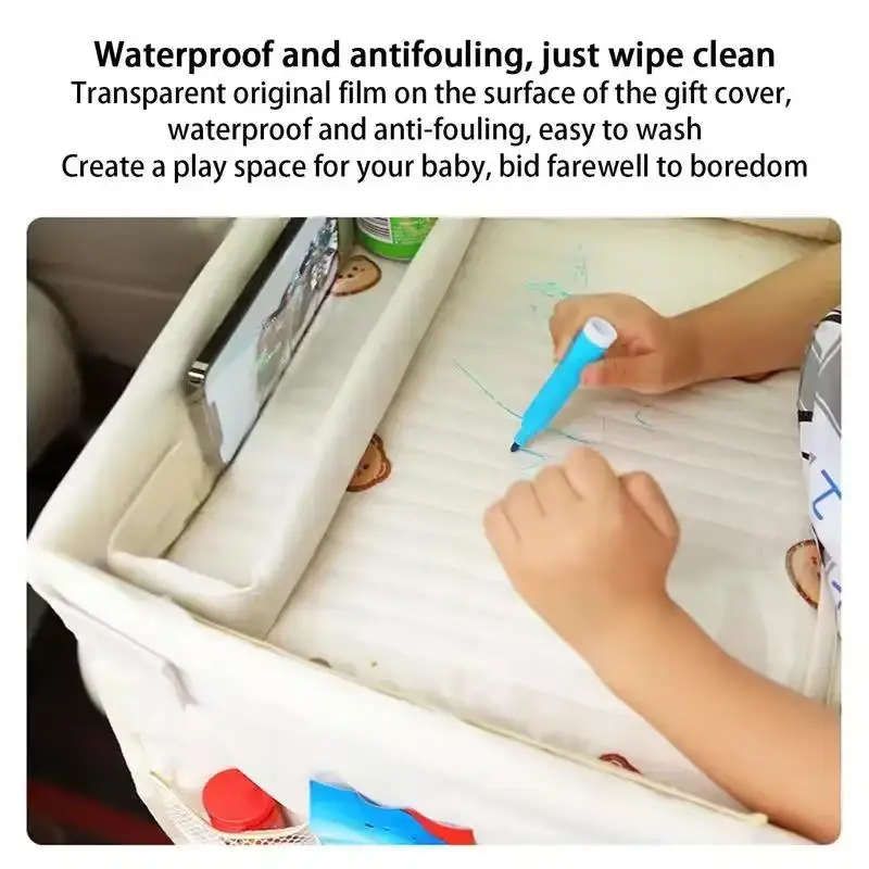 Bandeja de asiento para coche infantil con mesa plegable y soporte - imagen 5
